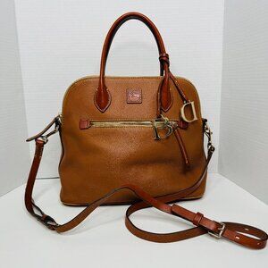 Dooney & Bourke Pebble Grain Domed Satchel Brown Leather Hand Bag with Crossbody